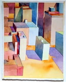 Bill Kohn: North from Civil Courts, 1981. Watercolor