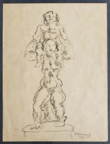 Chaim Gross: Sisters, 1926 Ink on Paper