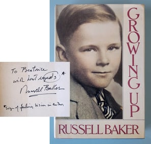 Russell Baker, Inscribed First Edition: Growing Up, 1962