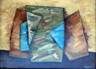 Youla Chapoval: Composition in Oil on Masonite, 1940s