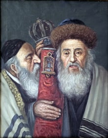 Konstantin Szewczenko: Carrying a Torah 1968 Oil on Canvas