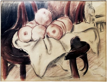 Ben Benn: Apples on Chair 1922 Pastel/Paper
