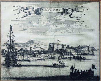 Porto Rico (San Juan) 1671 Engraving by Arnoldus Montanus