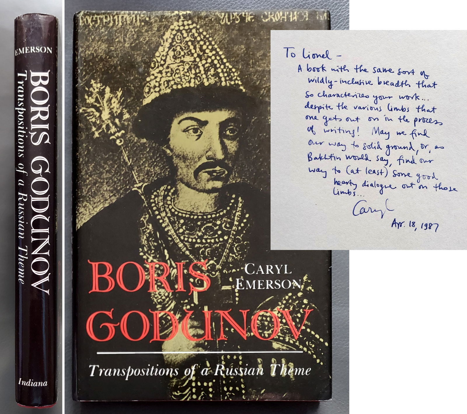 Caryl Emerson, Inscribed 1st Ed.: Boris Godunov: Transposition 1986 (1 of 5)