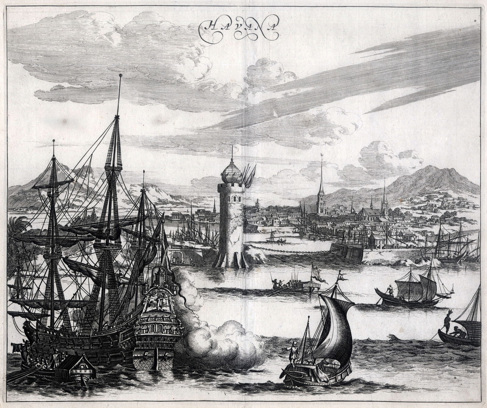 Havana, Cuba 1671 Engraving by Arnoldus Montanus (1 of 4)