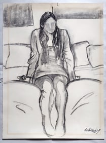 Elaine de Kooning, attributed: Charcoal Drawing 1988 Laid Paper