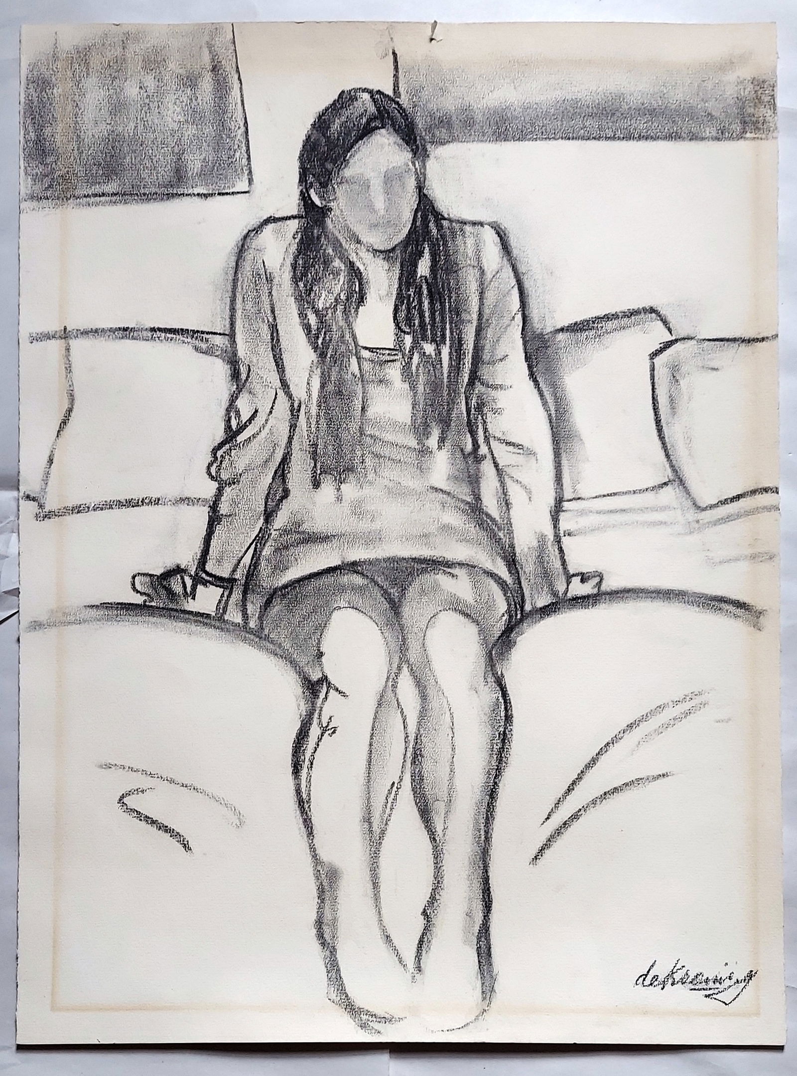Elaine de Kooning, attributed: Charcoal Drawing 1988 Laid Paper (1 of 4)