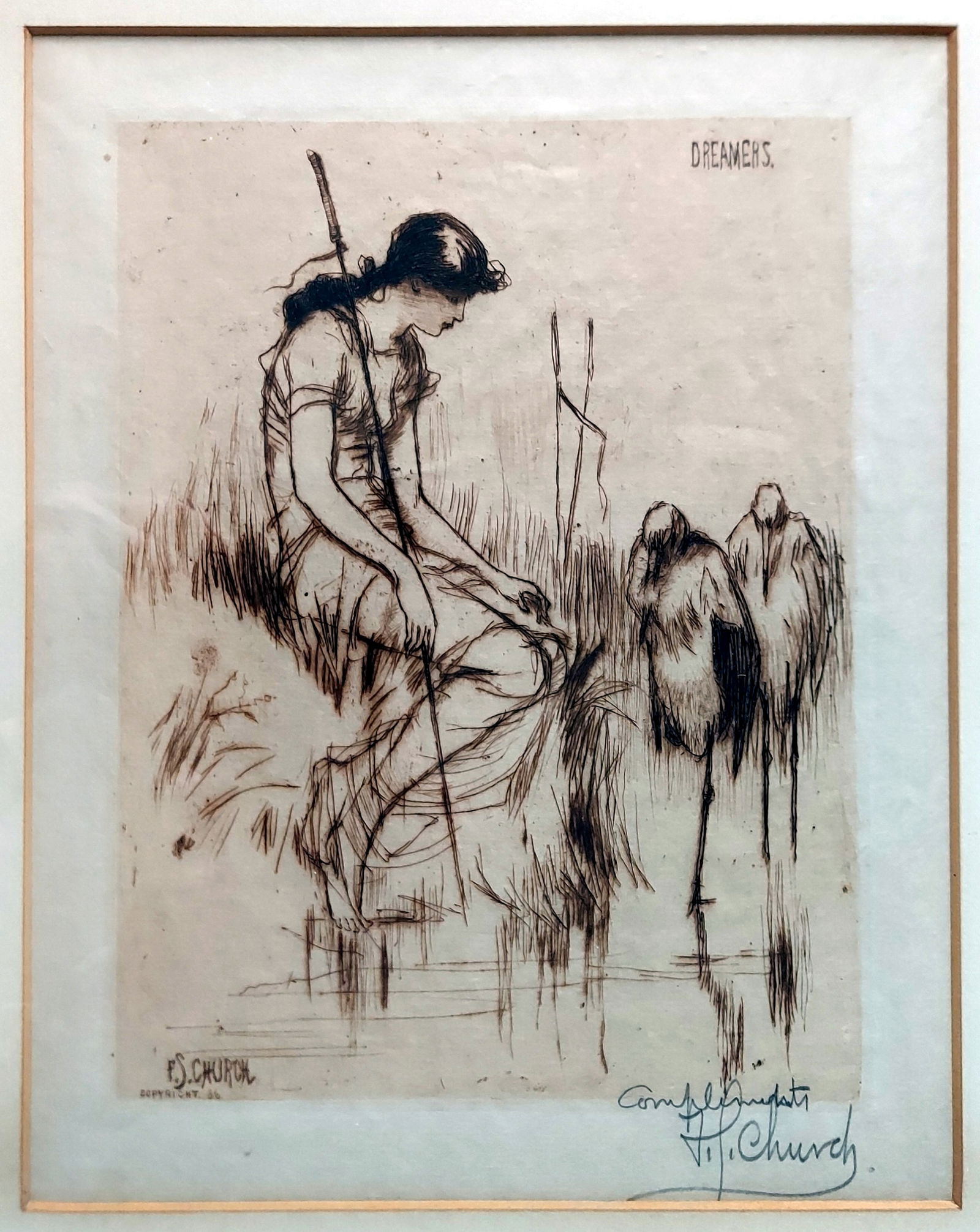 Frederick Stuart Church: Dreamers, Etching 1886 (1 of 7)