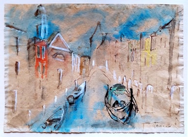 Giorgio Valenzin: Venice, Watercolor/Ink, 1950s