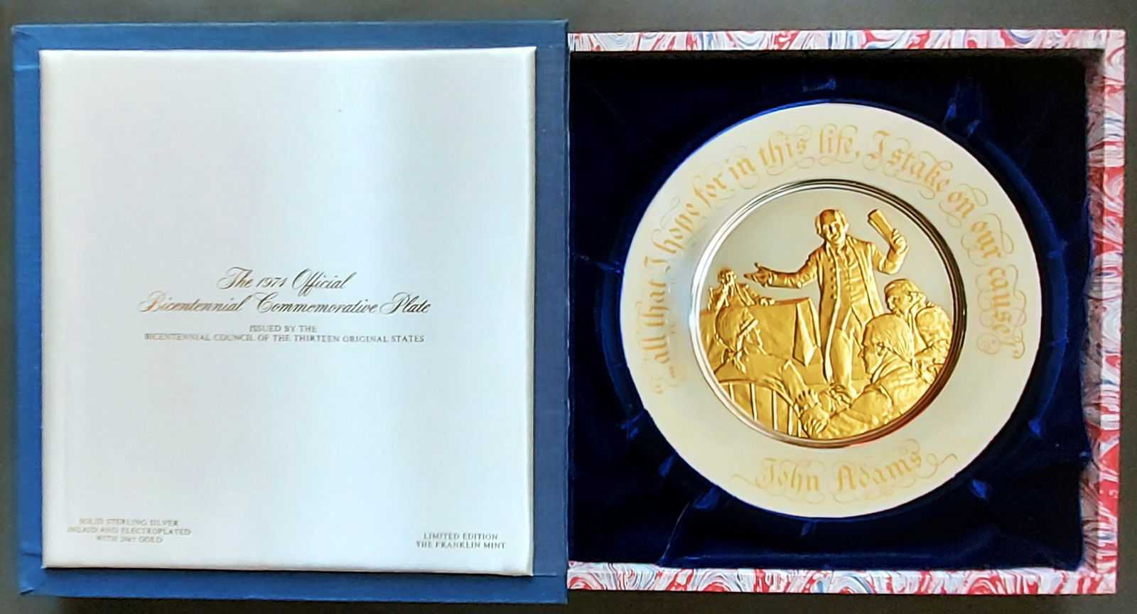 John Adams 1974 Sterling and Gold Bicentennial Plate (1 of 7)