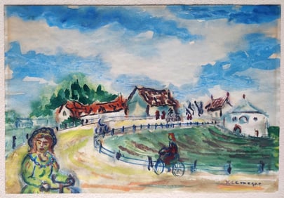 Pinchus Krémègne (French, 1890 - 1981): La Route de Céret,  Signed at lower right