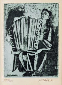 Georges Goldkorn: Accordéoniste 1950s Etching Ed. 23/30