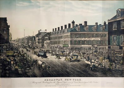 After T. Hornor: Broadway, New York 1836 Lithograph