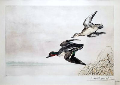 Leon Danchin: Winter Teals 1920 Ed.134/500 Engraving