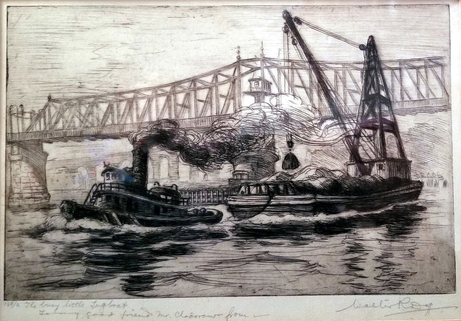 Walter Duff: Busy Little Tugboat Etching 2/150 1920s (1 of 4)