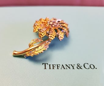 Tiffany & Co. 18K Yellow Gold Flower Pin Brooch Vintage c.1960s
