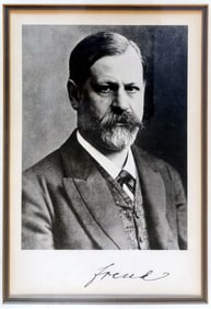 Sigmund Freud: Halftone Portrait with Facsimile Signature, 1930s