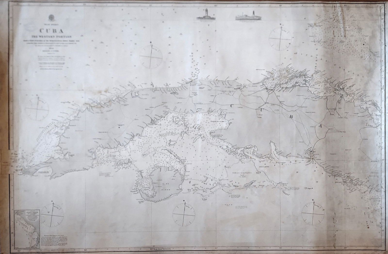 West Indies, Western Cuba 1879 British Admiralty Nautical Map (1 of 6)