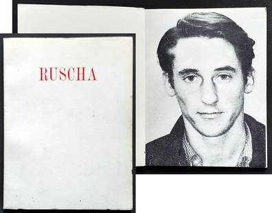 Ed Ruscha: First Exhibition Catalog 1970 Alexandre Iolas Gallery: Ed Ruscha: First Gallery Alexandre Iolas catalog for artist solo exhibition in 1970.13 four-color plates on handmade paper, of "Liquid" paintings by Ed Ruscha presented in the show, and