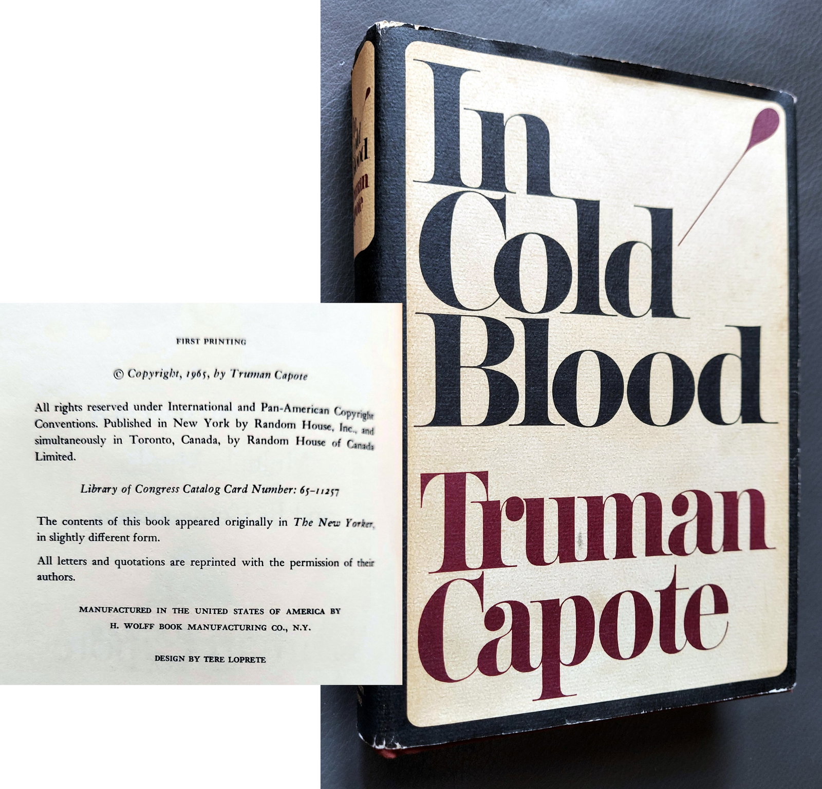 Truman Capote: In Cold Blood 1965 First Printing (1 of 4)
