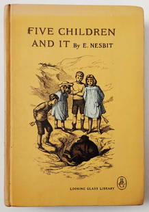 E. Nesbit: Five Children and It, 1948: Edith Nesbit (English 1858 – 1924), Illustrated by John Strickland Goodall (English, 1908- 1996) Published by Looking Glass Library / Random House, 1948 The story begins when a group of children