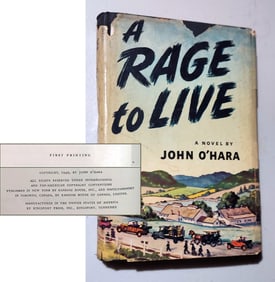 John O'Hara: A Rage To Live, 1949 First Printing