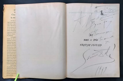Dali: Ink Drawing, Signed & Inscribed 1948 Craftsmanship Book