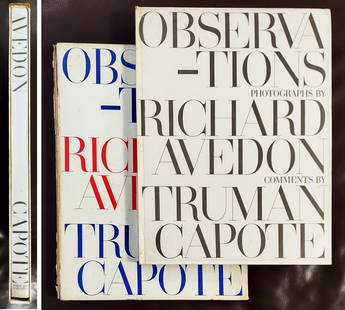 Observations: Photographs by Richard Avedon, 1959 First Edition: Observations, First Edition 1959. Photography - Richard Avedon (1923 – 2004), Text - Truman Capote (1924 – 1984), Design - Alexey Brodovitch (1898 – 1971). First Edition published by Simon & Sch