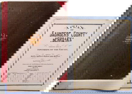 C. W. Anderson: Atlas of Saunders County, Nebraska, 1918: Original Atlas of Saunders County, Nebraska, 1918Rare original the complete 1918 Atlas of Saunders County, Nebraska, containing maps of townships of the county, maps of state, United States and