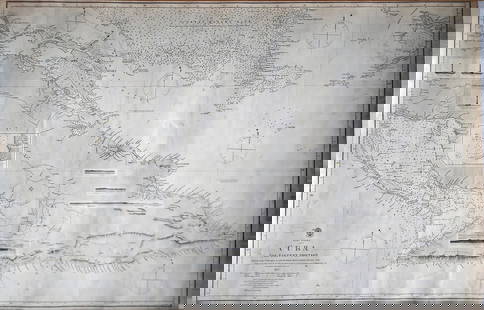 West Indies, Eastern Cuba 1881 British Admiralty Nautical Map: Scarce Original 1877 British Admiralty Nautical Chart: West Indies Cuba The Eastern Portion From a Chart Published At The Hydrographical Office Madrid, 1837. Corrected From Surveys and Observations by