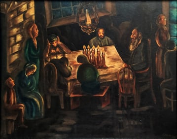 Chaim: Night of the Vanished World, 1953 Oil on Canvas Board
