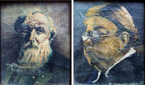 Jean Topetzes: Elderly, 1937 Two Oil Paintings on Canvas
