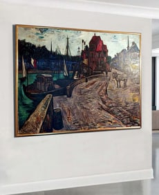 Isis Kischka: Quai Sur La Loire 1950s Oil/Canvas 64x51 in.