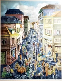 Nahum Gilboa: Neighborhood 1950s Ed.50/250 Lithograph
