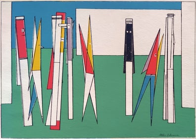 Attilio Salemme: One Against Many 1946 Color Silkscreen