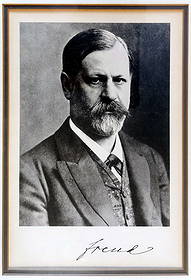 Sigmund Freud: Halftone Portrait with Facsimile Signature, 1930s: Sigmund Freud: Halftone Print with Facsimile Signature Dimensions: 9 x 6, Frame 14 x 11 inches/ Provenance: Argosy Book Store, 1960s