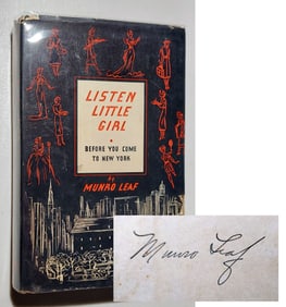 Munro Leaf, Signed: Listen Little Girl Before You Come to NY 1938