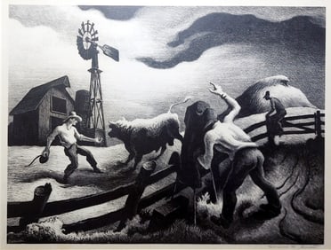 Thomas Hart Benton: Photographing the Bull 1949 Lithograph Ed.500