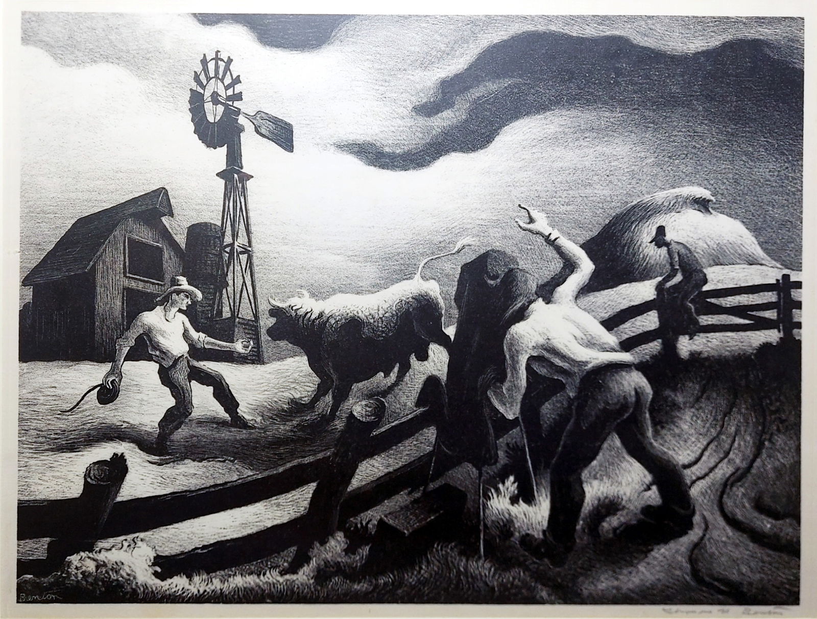 Thomas Hart Benton: Photographing the Bull 1949 Lithograph Ed.500 (1 of 4)