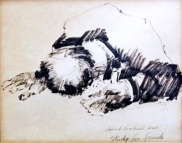 John Grabach: Study for Friends 1930s Pastel Drawing