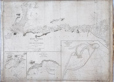 West Indies, Cape Gracias to Belize 1843 British Admiralty Map