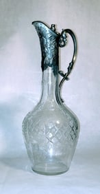 Victorian Cut Glass & Silver Plate Claret Jug Ewer, 19th century