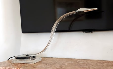 Modernist Italian Cobra Desk Lamp Arredoluce 1970s Lucite/Chrome