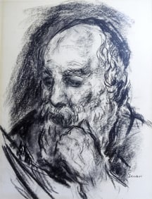 Bernard Gussow: Portrait of an Old Man, 1940s Charcoal