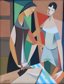 After Armando Barrios: Planchadoras 1957 Oil on Canvas