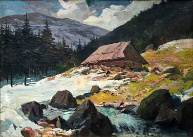 Michał Stańko (Polish, 1901 - 1969): Wiosenny Potok 1930s Oil on Canvas