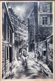Aaron Bohrod: Sun over Montparnasse 1947 Lithograph