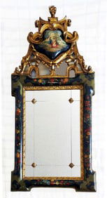Wall Mirror Hand-painted in Venetian Rococo Style 1920s