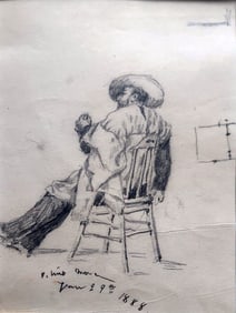 Francis Luis Mora: Father, Domingo Mora 1888 Pencil Drawing