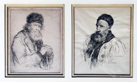 Francis Luis Mora: Old Men, Drawing & Etching